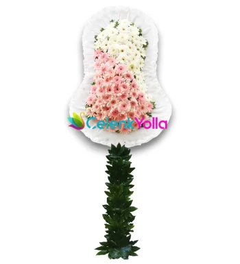 Pembe Beyaz Çelenk Sepeti Çelenk