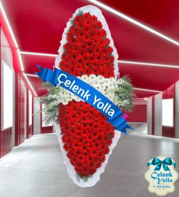 Jumbo Kırmızı Ayaklı Çiçek Çelenk Sepeti