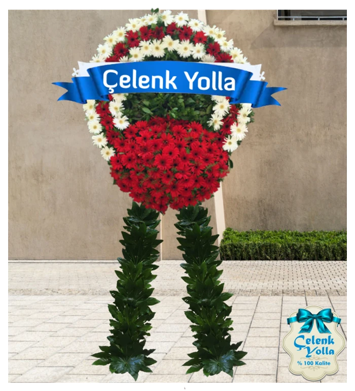 Cenaze Çelengi Kırmızı Beyaz