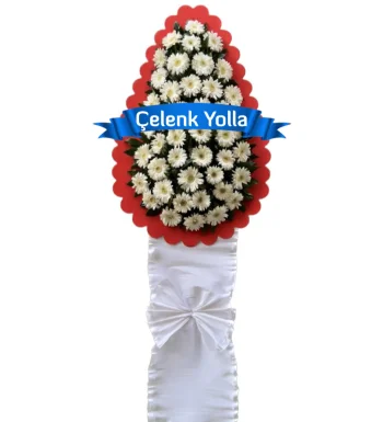 Kırmızı Beyaz Çelenk Sepeti Çelenk