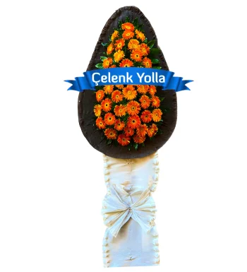 Turuncu Gerbera Siyah Çelenk