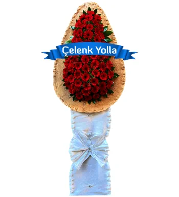 Kırmızı Gerbera Çelenk Sepeti
