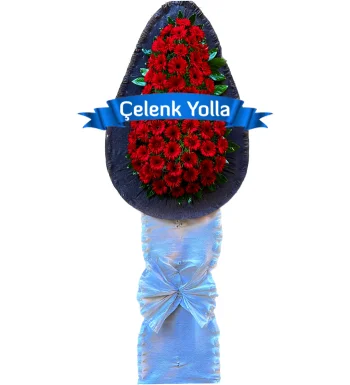 Siyah Kırmızı Ayaklı Çelenk Sepeti