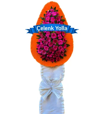 Turuncu Pembe Ayaklı Çelenk Sepeti