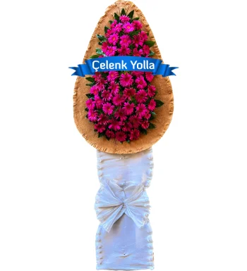 Kraft Kenarlı Pembe Gerbera Çelenk