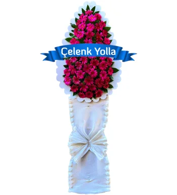 Pembe Beyaz Ayaklı Çelenk Sepeti Çelenk