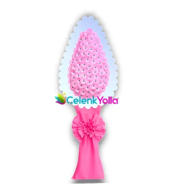 Lina Pembe Ayaklı Çiçek Yapay Çelenk Sepeti