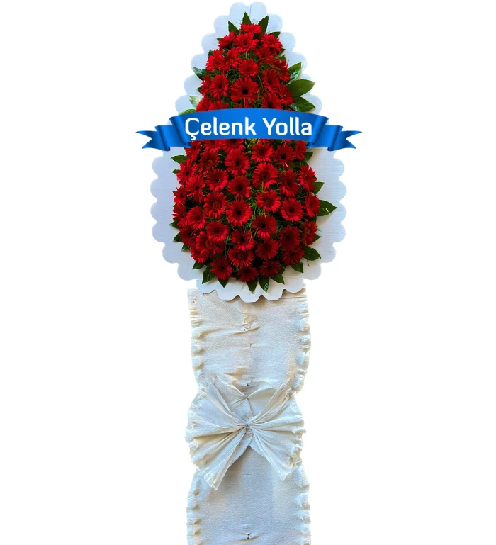 Kırmızı Beyaz Ayaklı Çelenk Sepeti